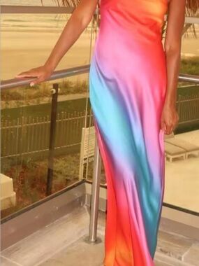 Show Me Your Mumu Taylor Tube Dress Rainbow Ombre Maxi Dress Size XS